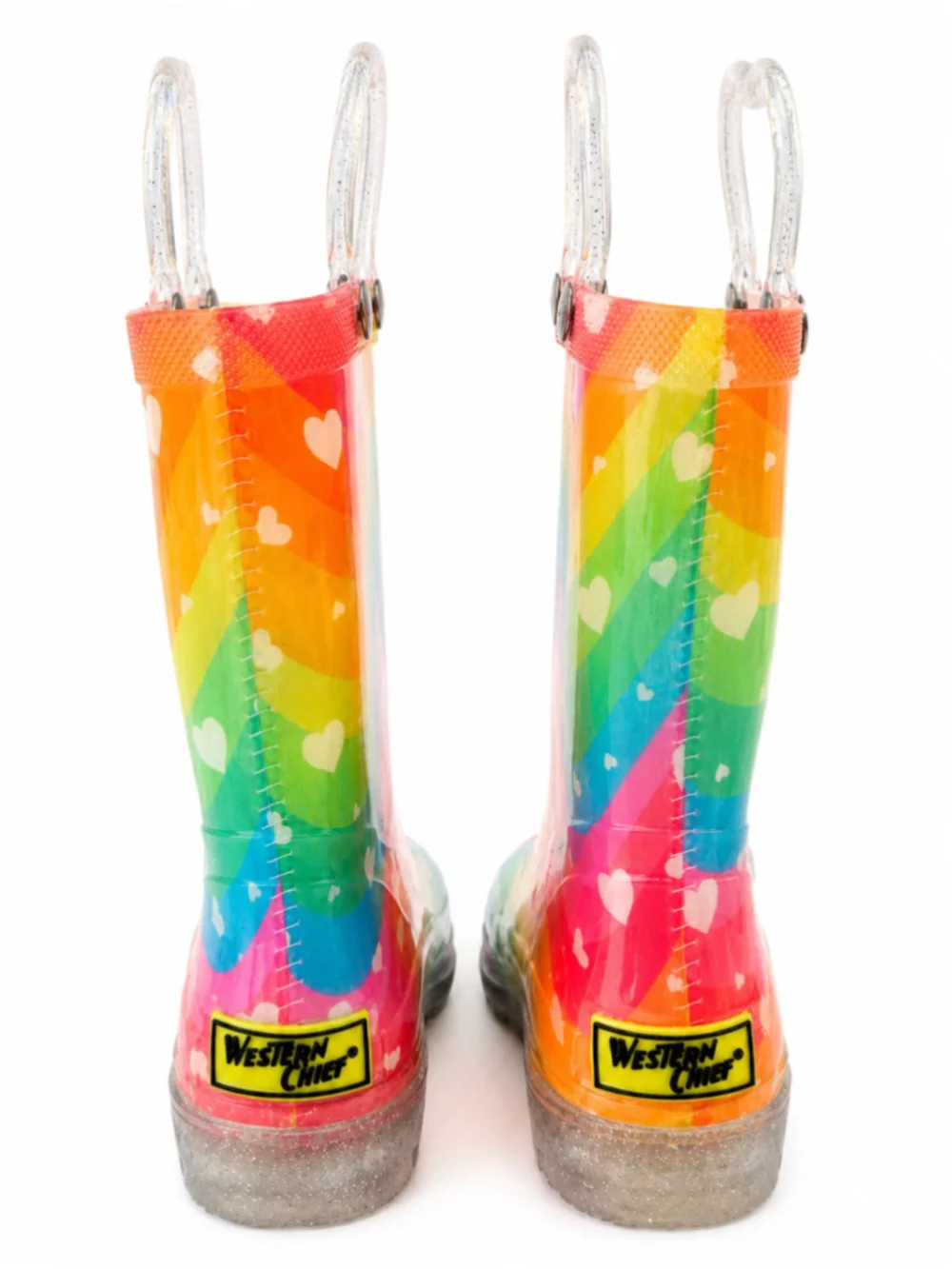 Western Chief Rainbow Heart Waves Light-Up Rain Boots Toddler Girls Size 10